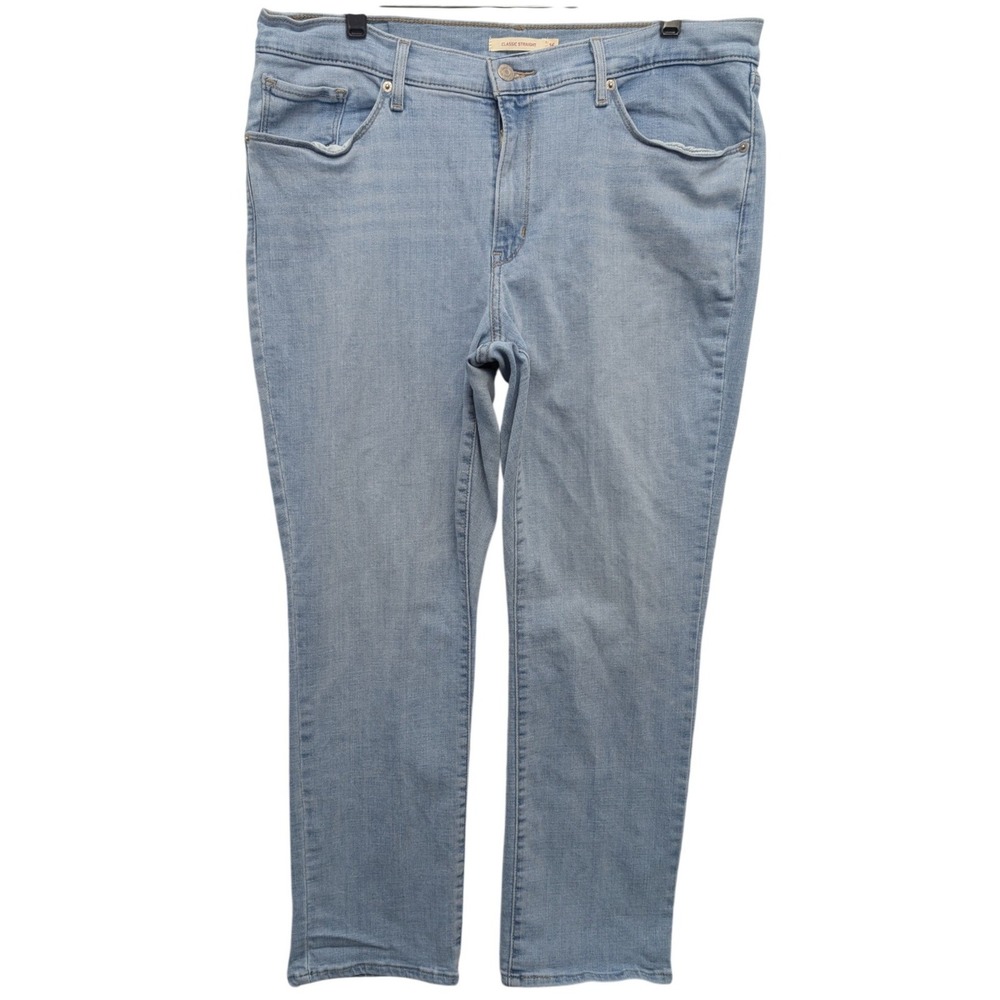 Levi Strauss Classic Straight Jeans‎ Womens 16S Light Wash Blue Good Strech